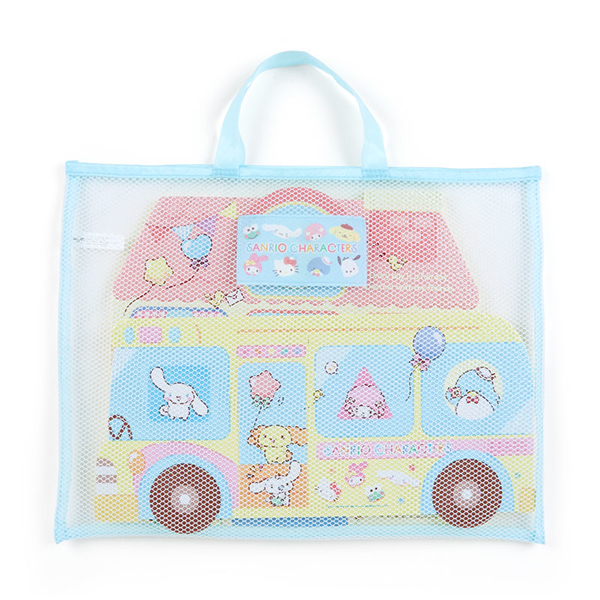 小禮堂 Sanrio大集合 造型軟墊拼圖 附手提袋 軟拼圖 EVA拼圖 巧拼玩具 (藍 巴士) 4550337-360729