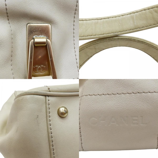 【二手名牌BRAND OFF】CHANEL 香奈兒 米色 牛皮 GST 豆腐包 product thumbnail 10