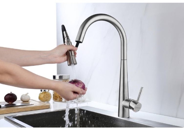 【麗室衛浴】法國品牌DE．LUXSO 二段式不鏽鋼廚房龍頭 可伸縮(鉻色) DF-7230ST- product thumbnail 2