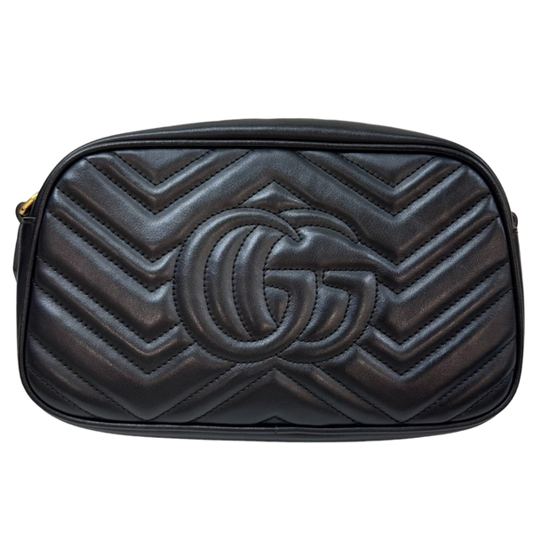 【二手名牌BRAND OFF】GUCCI 古馳 黑色 牛皮 GG Marmont 肩背 相機包 447632 product thumbnail 2