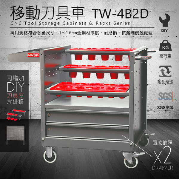 【SHUTER 樹德】專業型刀具車 TW-4B2D 刀具座28格 電動工具 空油壓器材 焊接器材 工安器材 工廠