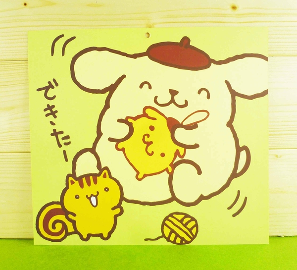 【震撼精品百貨】Pom Pom Purin 布丁狗~雙面卡片-毛線圖案/綠色底