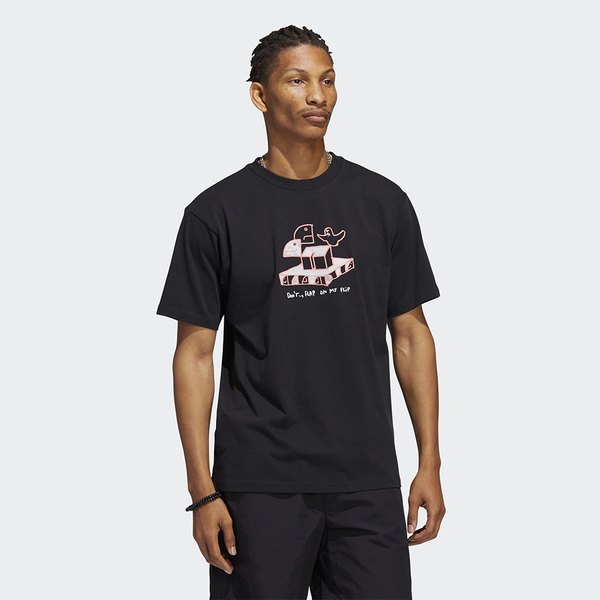 Adidas 男裝 短袖上衣 T恤 MARK GONZALES X SHMOO 滑板 小幽靈 棉 黑【運動世界】HC2193 product thumbnail 4