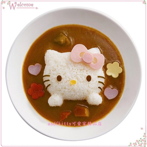 asdfkitty*日本製 KITTY半立體飯糰模型含起司壓模-做便當.咖哩飯.在家吃飯儀式感.生日宴會餐-正版