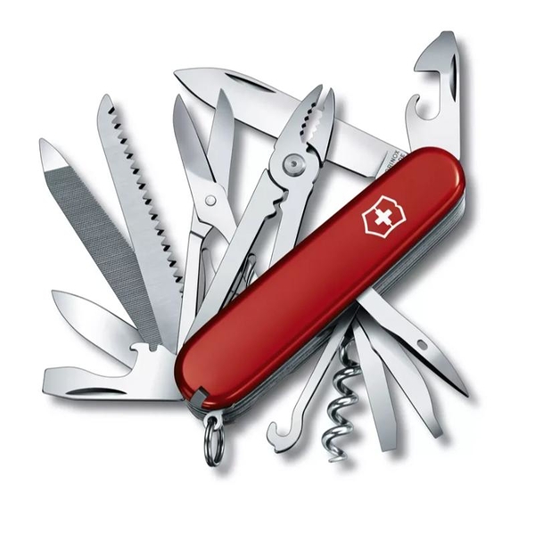 【Victorinox 瑞士維氏】瑞士刀 HANDYMAN 中型袋裝刀 24用刀 91mm-紅(1.3773)