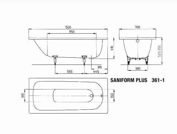 【麗室衛浴】德國 Kaldewei Saniform Plus 361-1 瓷釉鋼板浴缸150*70*41cm