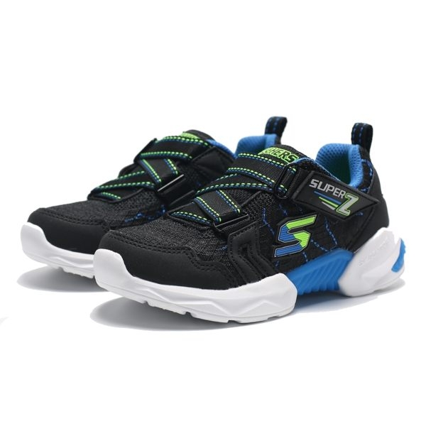 SKECHERS TECHTRONIX 黑藍螢光黏帶休閒鞋 