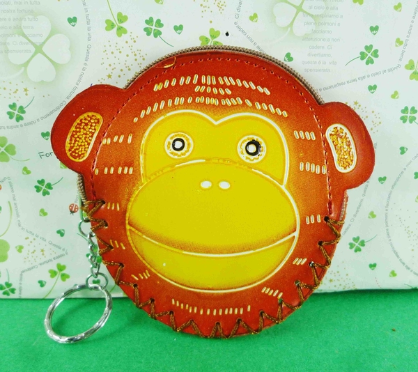 【震撼精品百貨】日本精品百貨~皮製零錢包-猴子造型-咖啡色
