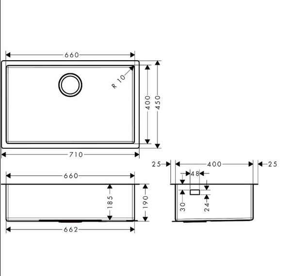 【 麗室衛浴】Hansgrohe 43428809 下嵌不鏽鋼單槽 (71x45cm) product thumbnail 4