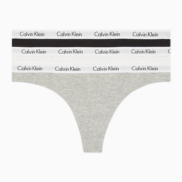 Calvin Klein 女棉質時尚款丁字褲2件組(黑/灰色)