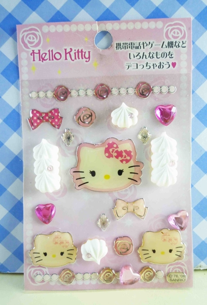 【震撼精品百貨】Hello Kitty 凱蒂貓~KITTY立體鑽貼紙-蝴蝶結白