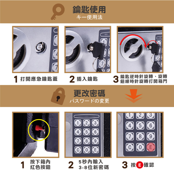 小型電子機械保險箱 保險櫃 電子密碼保險箱 家用小型保險櫃 電子式保險櫃-輕居家8168 product thumbnail 7