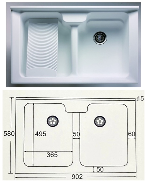 【麗室衛浴】台灣優質品牌 90.2CM實心人造石洗衣槽P-362 + 活動洗衣板 +不鏽鋼烤漆置物架