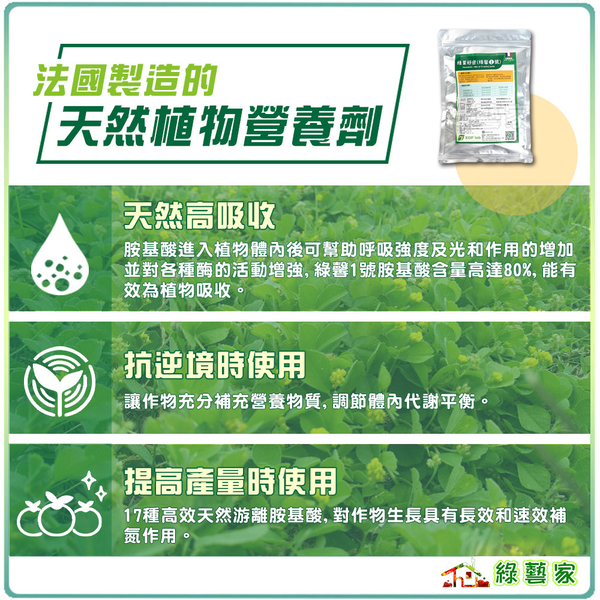 【綠藝家】綠葉好密(綠馨1號) 500克 粉劑天然L游離胺基酸肥料(有機質 90.4)天然植物營養劑 product thumbnail 2