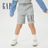Gap男童 厚磅密織系列 Logo水洗棉休閒短褲 808988-淺灰色