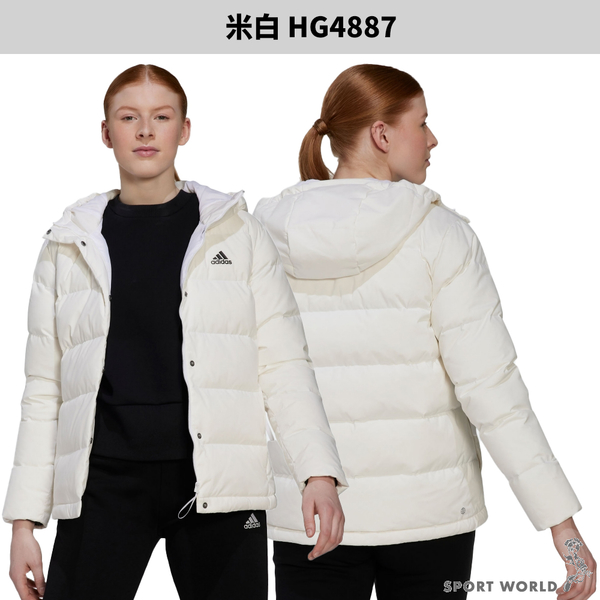 【下殺】Adidas 連帽外套 女裝 羽絨外套 拉鍊口袋 米白【運動世界】HG4887 product thumbnail 3