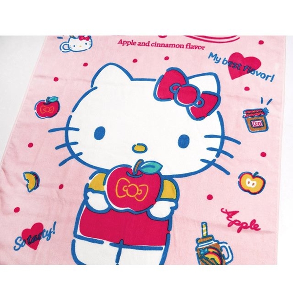 小禮堂 Hello Kitty 棉質浴巾 70x140cm (粉拿蘋果款) 4711198-672974 product thumbnail 2