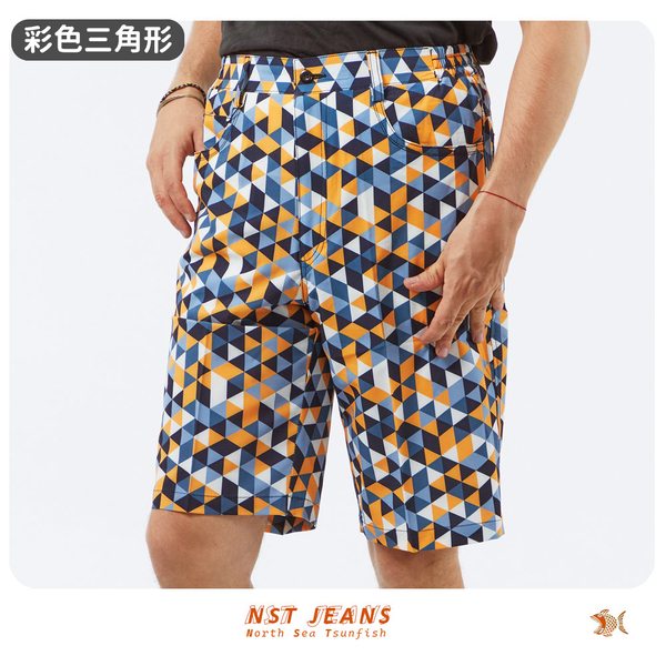 【NST Jeans】古著藍格蘇格蘭紋 男彈性短褲(中腰 鬆緊帶) 特大尺碼 台製 398-25988 product thumbnail 5