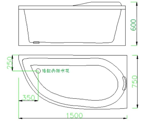 【麗室衛浴】BATHTUB WORLD YG3628 壓克力 造型缸(右/左靠牆) 150*75*60CM