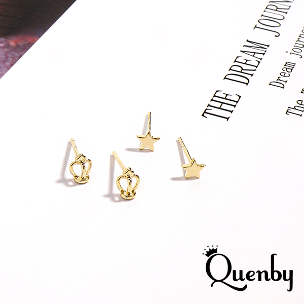 Quenby 925純銀 12件組簡約百搭迷你鋯石貼耳耳環/耳針-C款 product thumbnail 5
