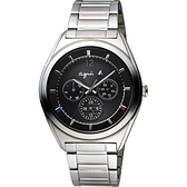 agnes b. Solar 驚豔巴黎太陽能日曆腕錶-黑/40mm V14J-0CG0D(BT5009P1)