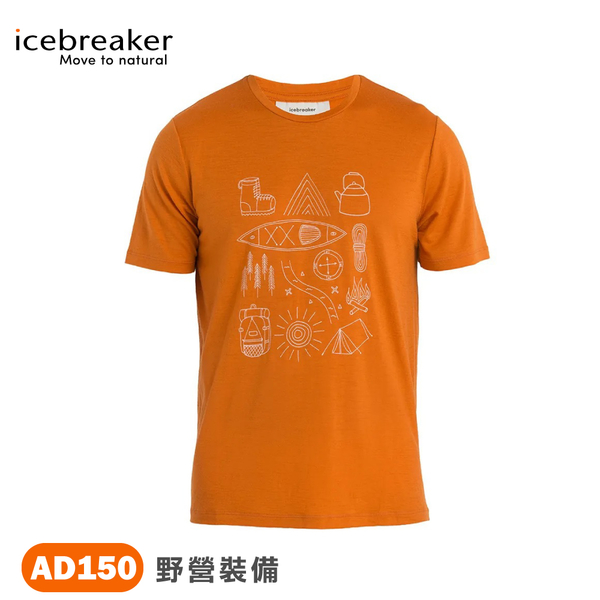【Icebreaker 男Tech Lite II圓領短袖上衣(野營裝備)-AD150《柚橘》】IB0A56RA/排汗衣