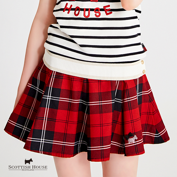 【紅黑格】腰頭彈性布格紋8版短裙 Scottish House【AH2112】