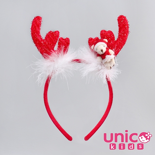 UNICO 歐美聖誕節慶造型髮箍/髮飾-可愛小熊鹿角