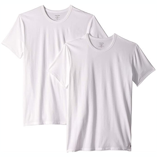 Calvin Klein 男棉質彈性圓領T衫2件裝(白色)