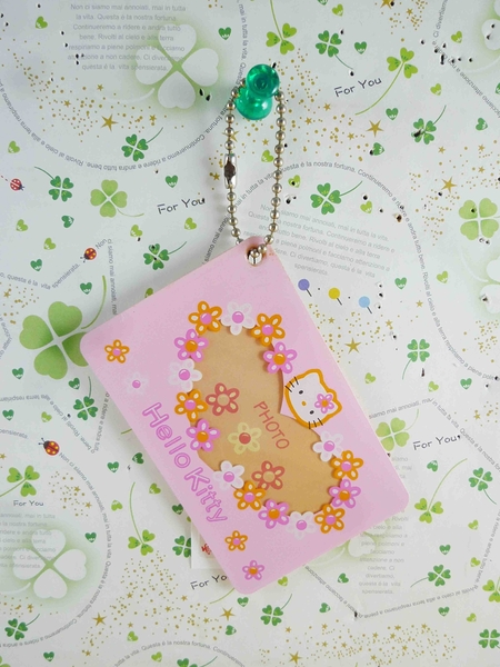 【震撼精品百貨】Hello Kitty 凱蒂貓~KITTY相片名牌鑰匙圈-粉花