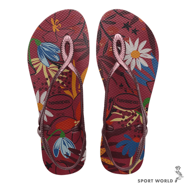 Havaianas 哈瓦仕 女鞋 涼鞋 拖鞋 花卉 酒紅【運動世界】4137259-4924W