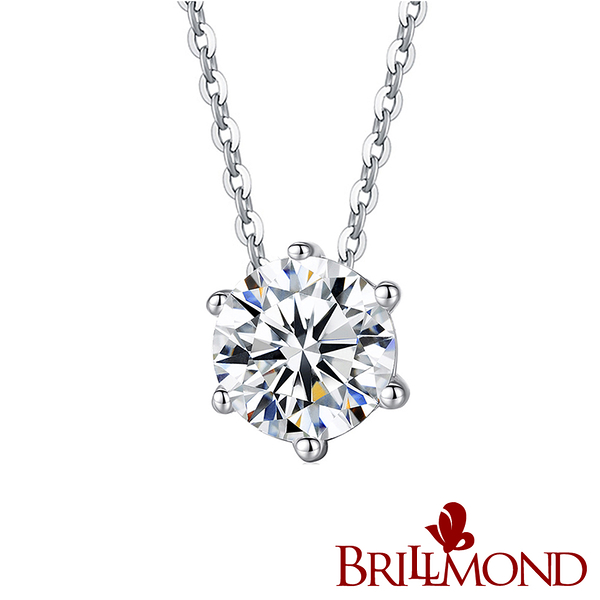 【BRILLMOND JEWELRY】GIA 50分18K金經典六爪鑽墜(H/I1 18K白金台+鍊)