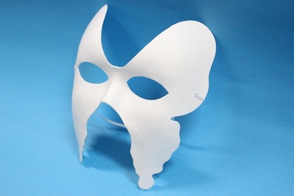 蝴蝶面具 彩繪面具 空白面具(加厚)/一個入(定40) 附鬆緊帶 紙漿面具 紙面具 DIY面具 白臉譜-AA3971