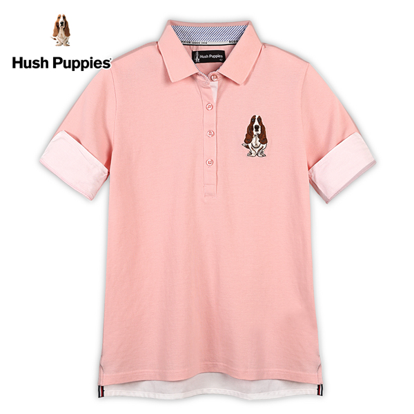 Hush Puppies POLO衫 女裝知性假兩件袖開岔刺繡狗短袖POLO衫 product thumbnail 2