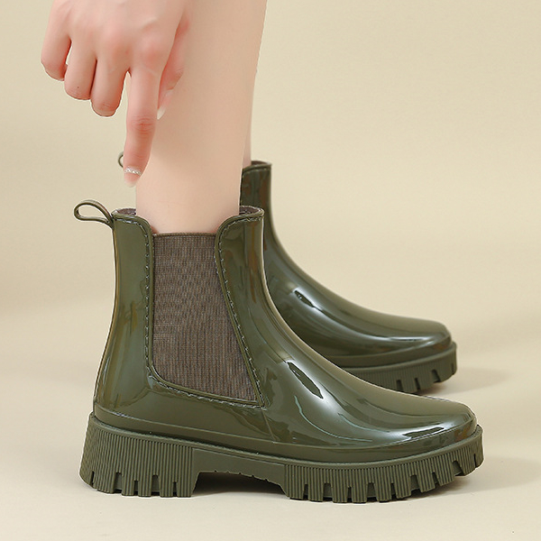 【36-41全尺碼】雨靴．率性漆皮拼接切爾西短靴．白鳥麗子 product thumbnail 5
