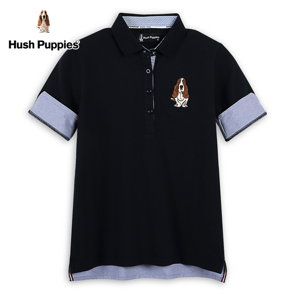 Hush Puppies POLO衫 女裝知性假兩件袖開岔刺繡狗短袖POLO衫 product thumbnail 3