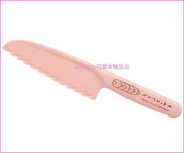 asdfkitty*日本製 角落生物粉紅色波浪安全菜刀-水果刀-兒童用