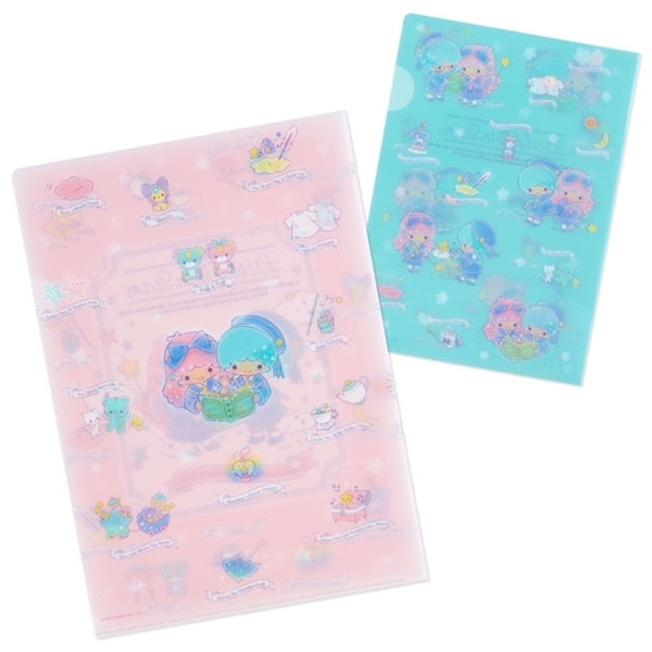 【震撼精品百貨】Little Twin Stars KiKi&LaLa 雙子星~日本Sanrio三麗鷗 雙子星A4資料夾2入組-星空魔法*76470 product thumbnail 2