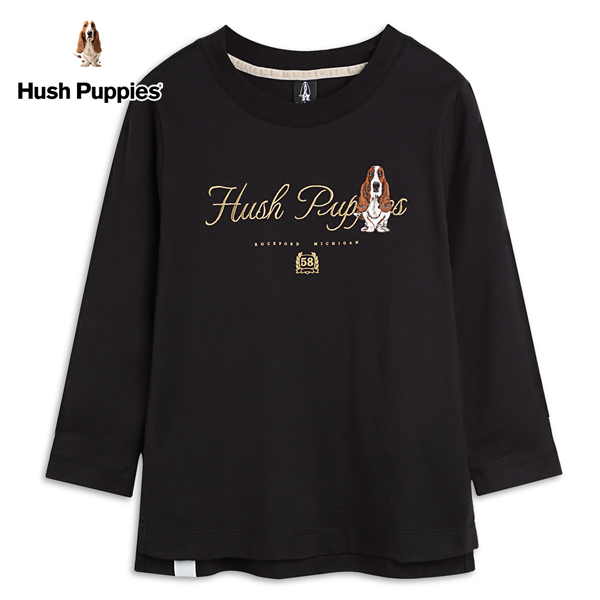 Hush Puppies T恤 女裝品牌文字刺繡狗七分袖T恤 product thumbnail 3