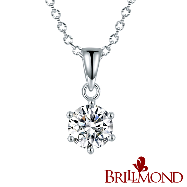 【BRILLMOND JEWELRY】20分 18K金 經典六爪鑽墜(主石20分 18K白金台+鍊)