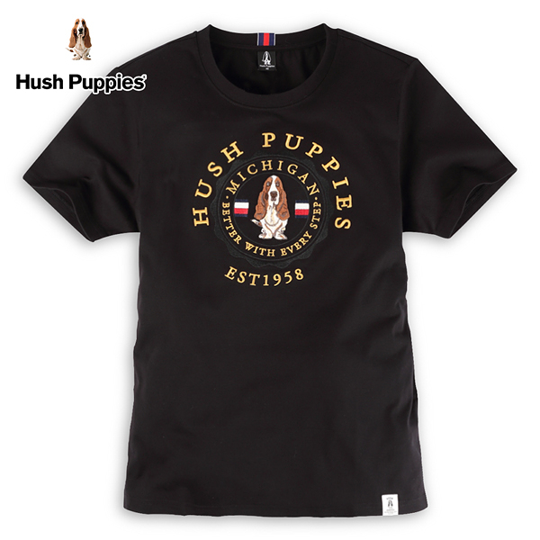 Hush Puppies T恤 男裝經典立體品牌圖騰刺繡狗T恤