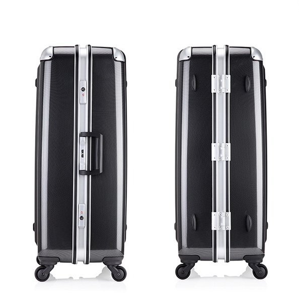 MOM JAPAN日本品牌 18吋 輕量化護角鋁框PC鏡面 登機箱/行李箱-方格黑