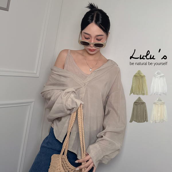 LULUS/兩件式透膚連帽襯衫+細肩背心４色【A01240198】