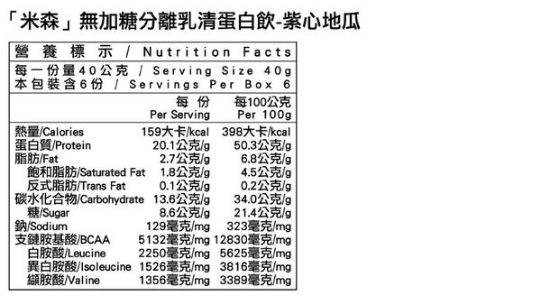 【米森 vilson】無加糖分離乳清蛋白飲-紫心地瓜 12盒 (40gx6包/盒) product thumbnail 4