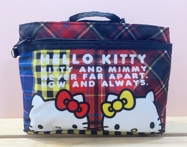 【震撼精品百貨】Hello Kitty 凱蒂貓~Hello Kitty日本SANRIO三麗鷗KITTY化妝包/收納包-格紋12578