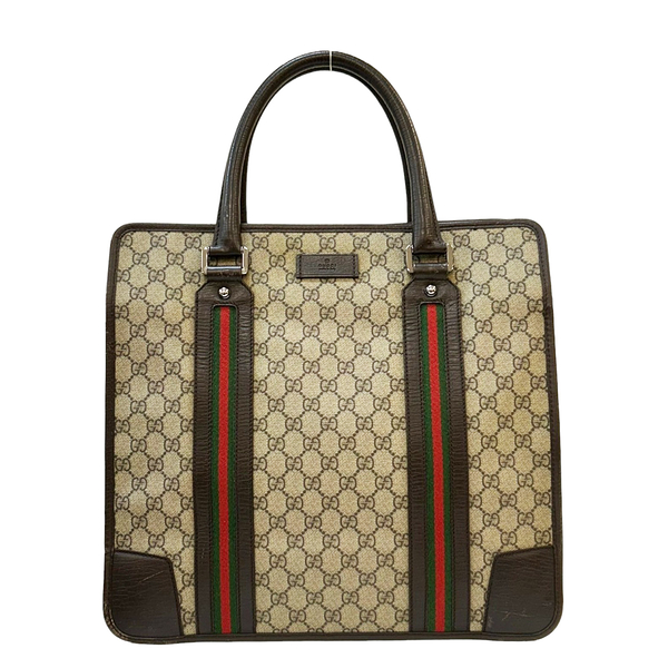 【二手名牌BRAND OFF】GUCCI 古馳 棕色 PVC塗層帆布 托特包 145842