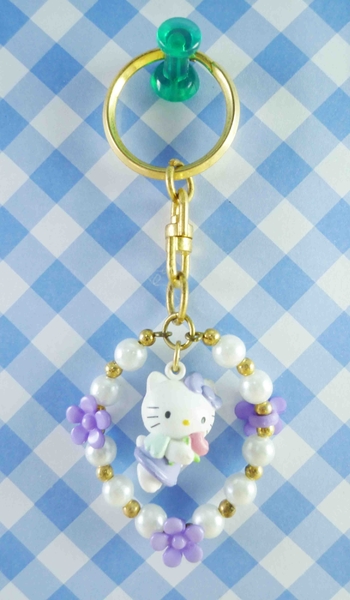 【震撼精品百貨】Hello Kitty 凱蒂貓~KITTY鑰匙圈-圓珠花-紫 product thumbnail 2