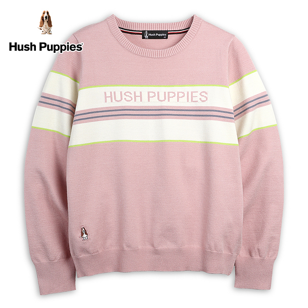 Hush Puppies 線衫 女裝配色條紋品牌英文字圓領線衫