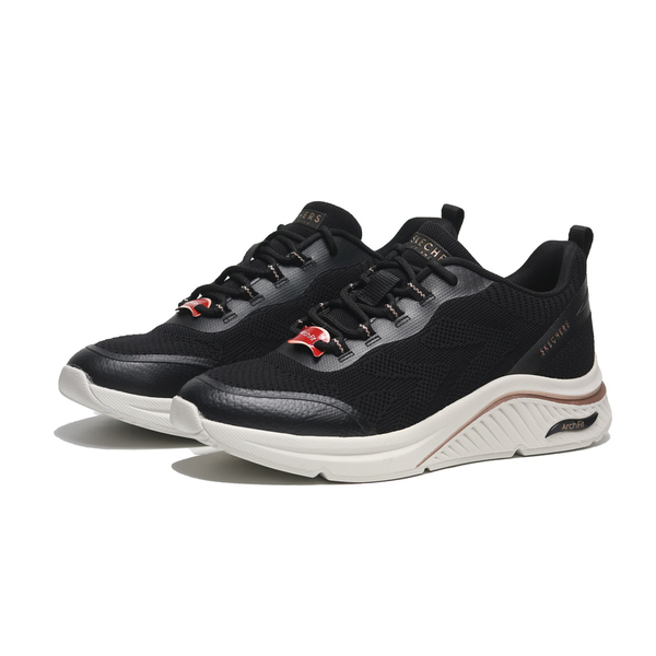 SKECHERS 慢跑鞋 ARCH FIT 黑 編織 玫瑰金 女 155567BLK