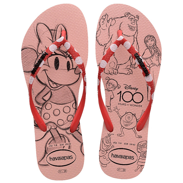 HAVAIANAS 哈瓦仕 人字拖 粉紅 迪士尼 100周年 夾腳拖 女 41487650076W